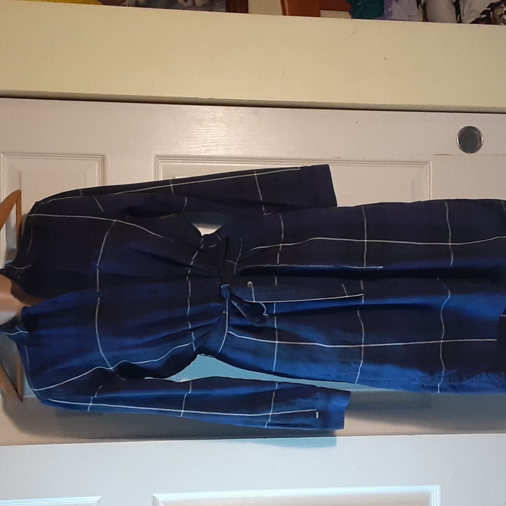 GAP Navy Plaid Shirt Dress Tie Waist – Size Small - Picture 3 of 7